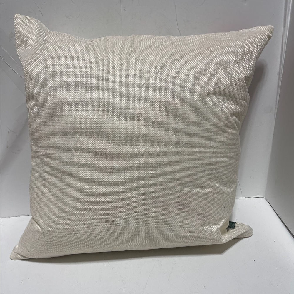 Elegant Cream Throw Pillow - Autumn Fall Harvest - Leaves and Pumpkins - Picture 2 of 3